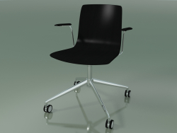 Silla 5916 (con ruedas, con reposabrazos, abedul negro)