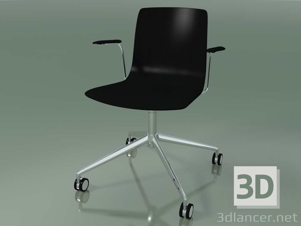 3d model Silla 5916 (con ruedas, con reposabrazos, abedul negro) - vista previa