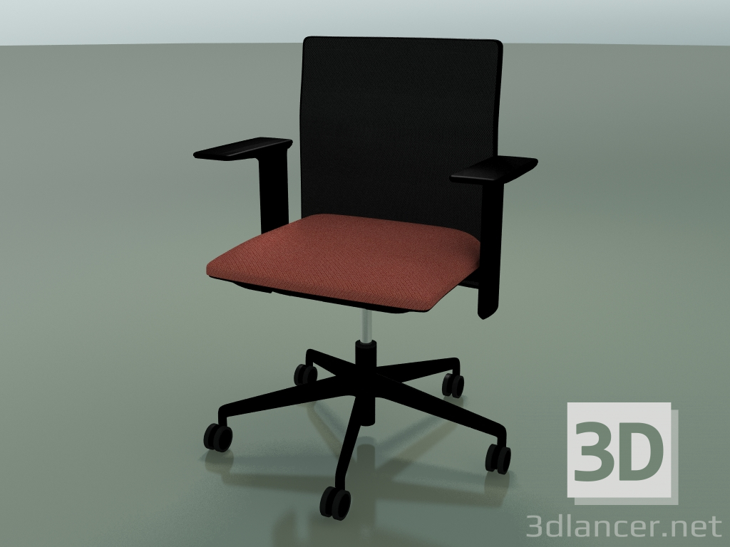 modello 3D Sedia con schienale basso 6500 (5 ruote, con rete, bracciolo 3D standard regolabile, V39) - anteprima