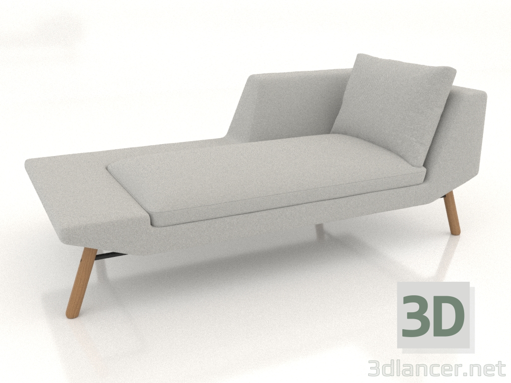 3d model Chaise longue 177 con reposabrazos a la derecha (patas de madera) - vista previa