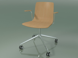 Silla 5916 (con ruedas, con reposabrazos, roble)