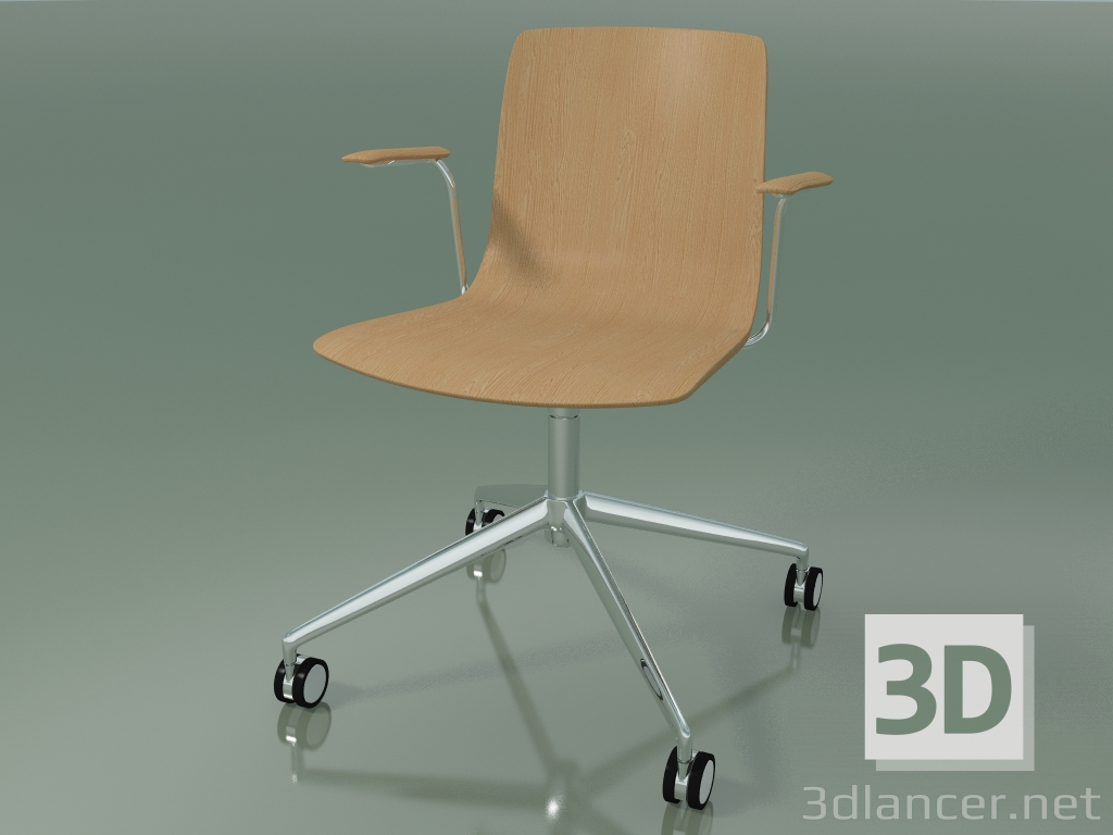 3D modeli Sandalye 5916 (tekerleklerde, kolçaklı, meşe) - önizleme