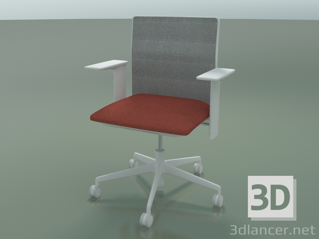 3d model Silla con respaldo bajo 6500 (5 ruedas, con malla, reposabrazos 3D estándar ajustable, V12) - vista previa