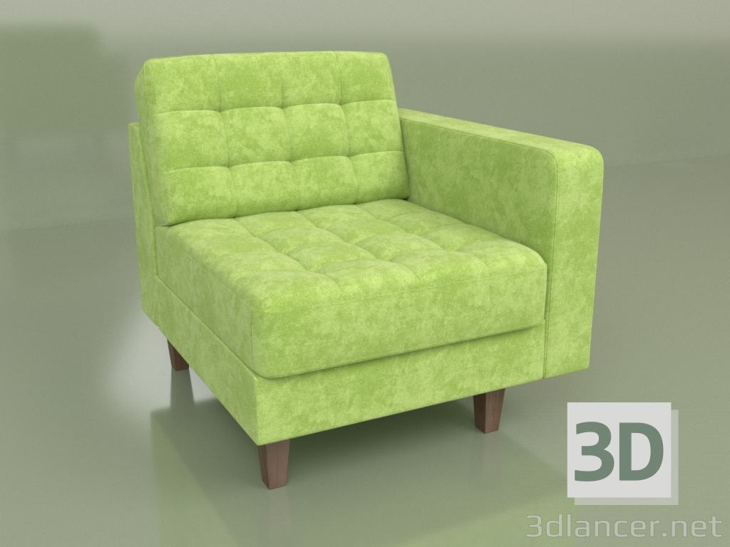 3d model Tramo monoplaza izquierdo Cosmo (Terciopelo verde) - vista previa