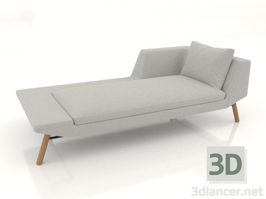 Modelo 3d Chaise longue 207 com apoio de braço direito (pernas de madeira) - preview