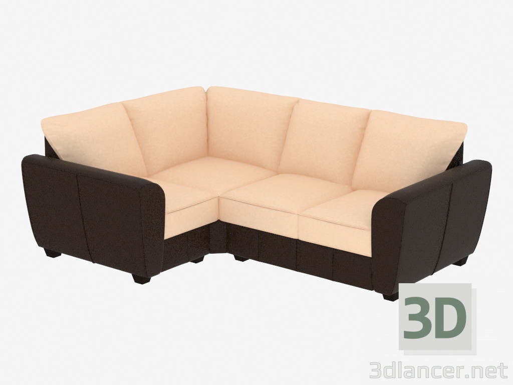 3D Modell Ecksofa mit kombinierter Polsterung (1C2) - Vorschau