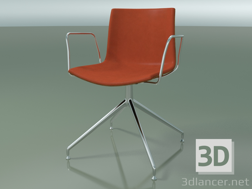 3d model Silla 0332 (giratoria, con reposabrazos, con tapizado frontal, LU1, efecto teca) - vista previa