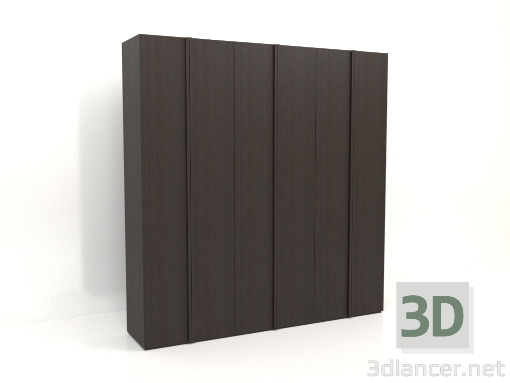 3d model Wardrobe MW 01 wood (2700x600x2800, wood brown dark) - preview