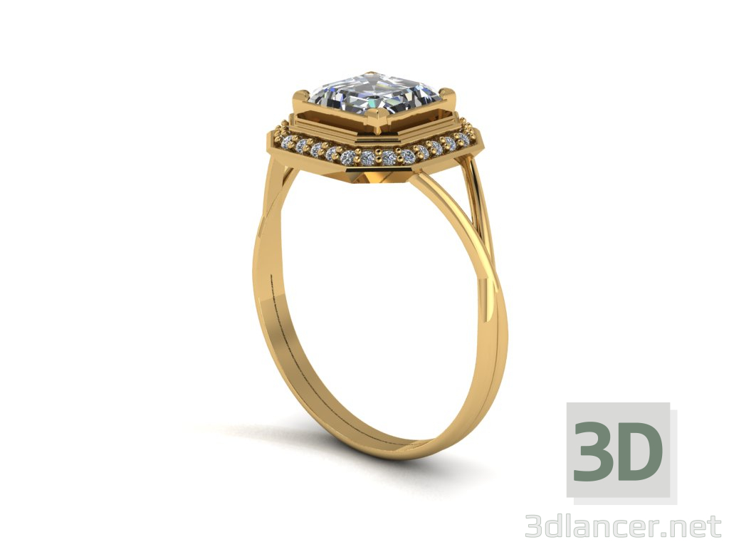 modèle 3D de Bague émeraude acheter - rendu