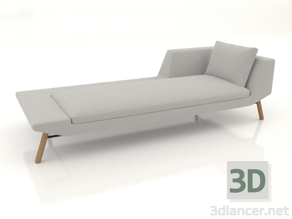 Modelo 3d Chaise longue 240 com apoio de braço direito (pernas de madeira) - preview