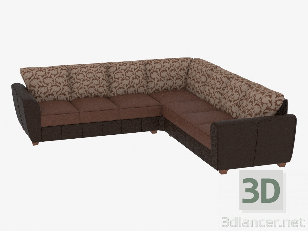 3D Modell Ecksofa mit kombinierter Polsterung (3C3) - Vorschau