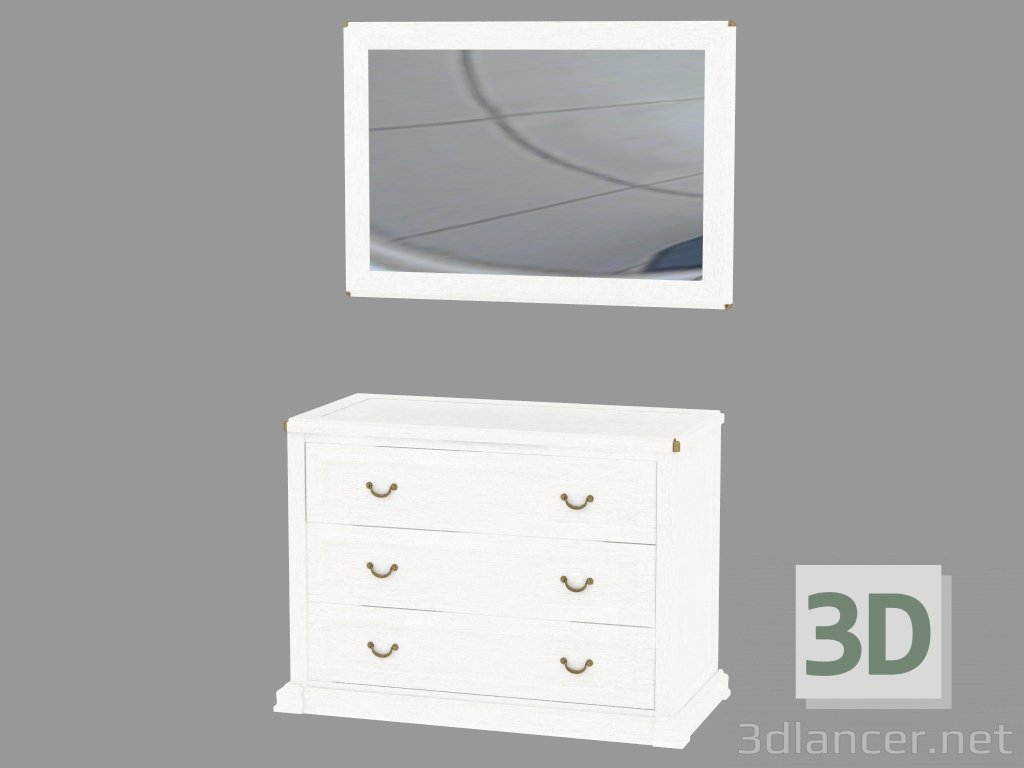 3d model Dresser with three drawers and a mirror - preview