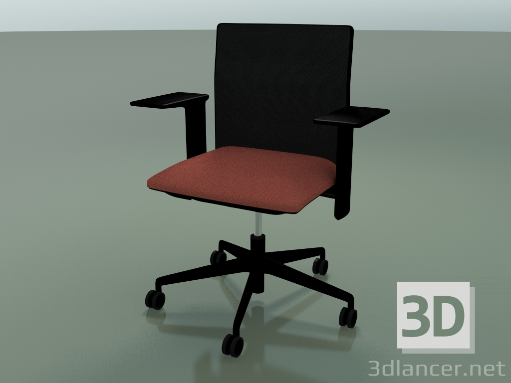 3d model Silla con respaldo bajo 6500 (5 ruedas, con malla, reposabrazos ajustable en 3D XL, V39) - vista previa