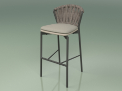 Tabouret de bar 250 (Metal Smoke, Polyurethane Resin Mole, Ceinture rembourrée Gris-Sable)