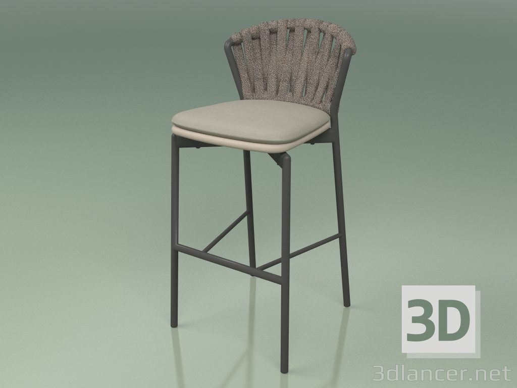 modello 3D Sgabello Bar 250 (Metallo Fumo, Talpa Resina Poliuretanica, Cintura Imbottita Grigio-Sabbia) - anteprima