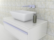 Washbasin with fixtures