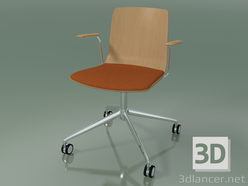 3d model Silla 5917 (con ruedas, con una almohada en el asiento, con reposabrazos, roble) - vista previa