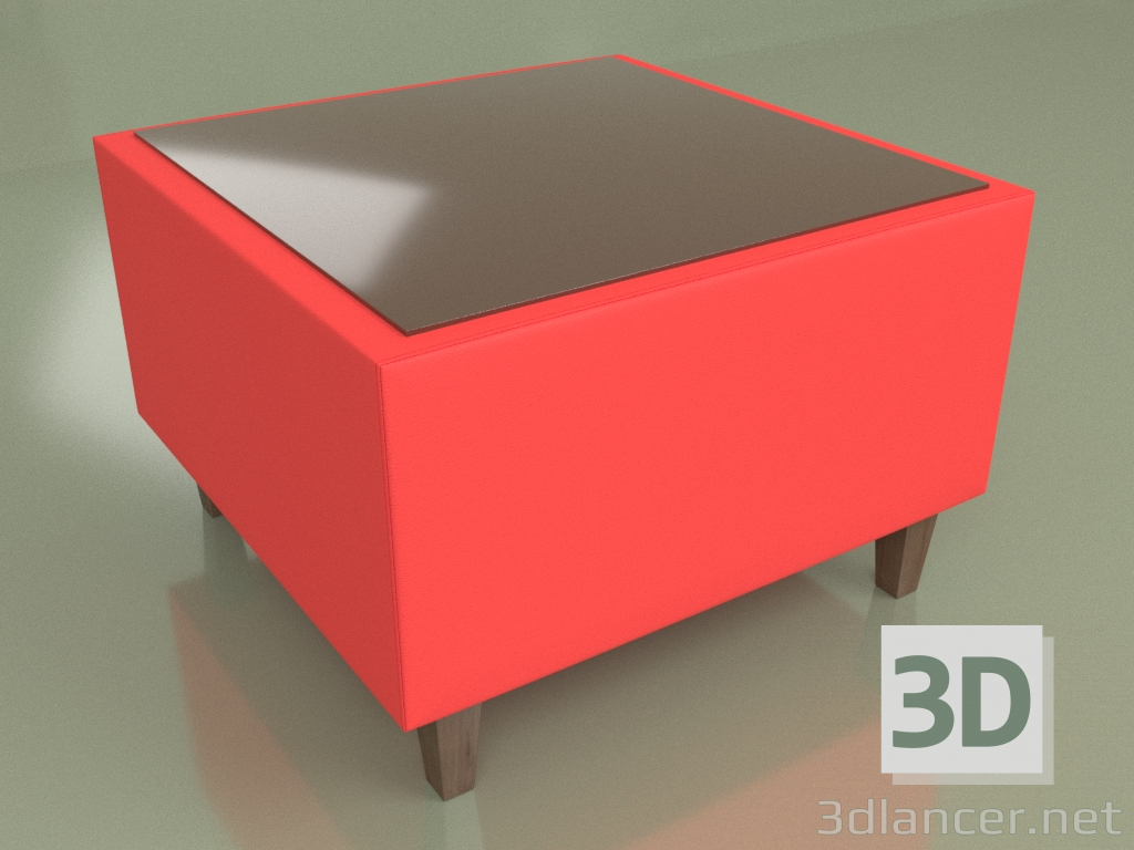 Modelo 3d Mesa de centro quadrada Cosmo (couro vermelho) - preview