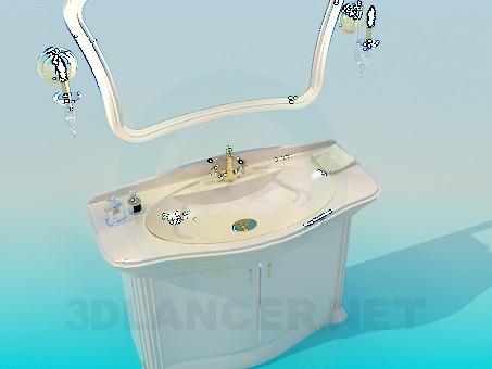 3d model Washbasin with mirror - preview