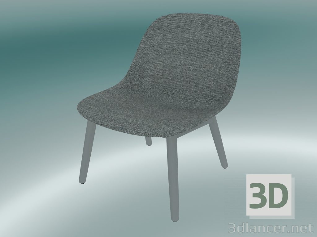 3d model Silla con base de madera Fibra (Remix 133, Gris) - vista previa