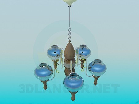 3d model Chandelier with glass ceiling paintings - preview