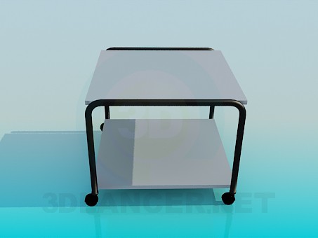 3d model Square table with wheels - preview