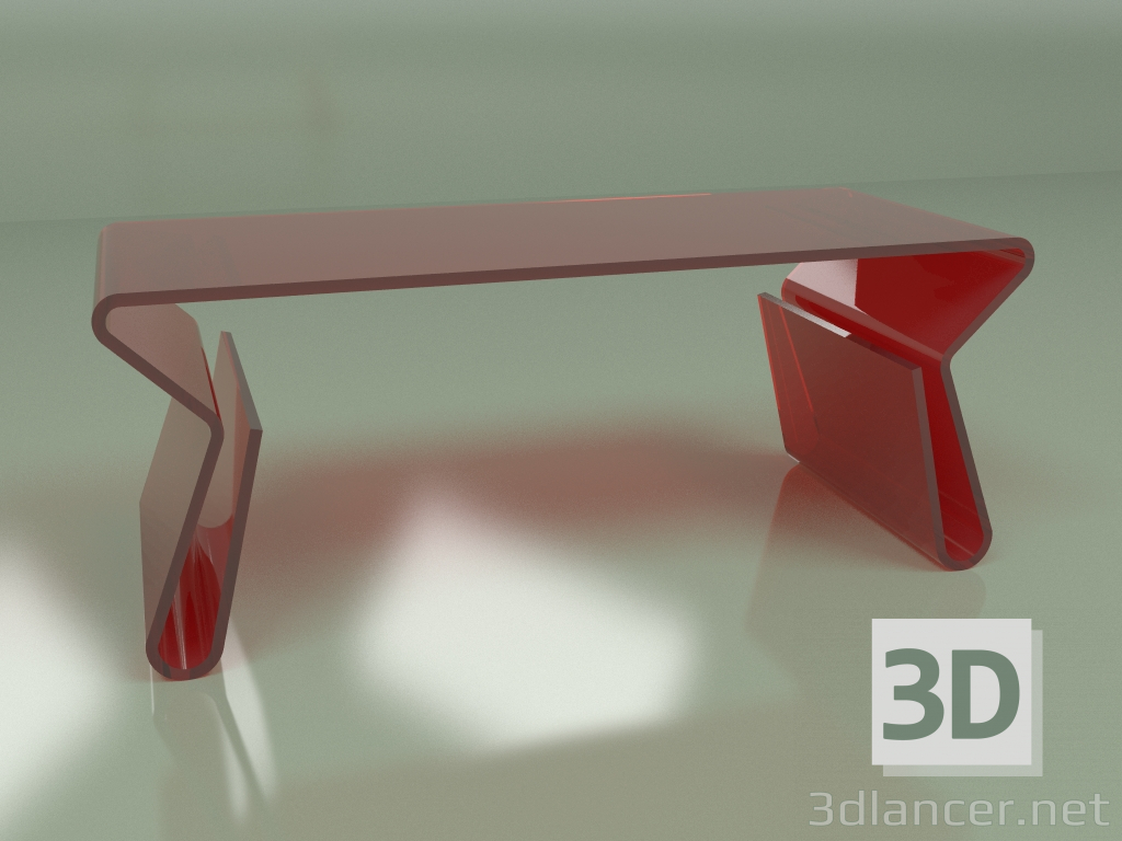 modello 3D Tavolino Acrilico 100x40 (rosso) - anteprima