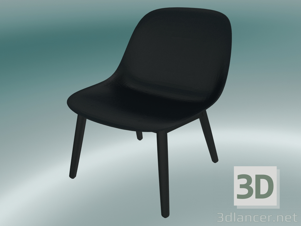 3d model Chair with wooden base Fiber (Black) - preview