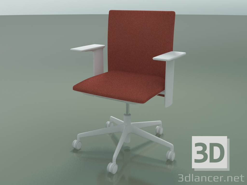 3d model Silla con respaldo bajo 6501 (5 ruedas, con acolchado extraíble, apoyabrazos estándar ajustable) - vista previa