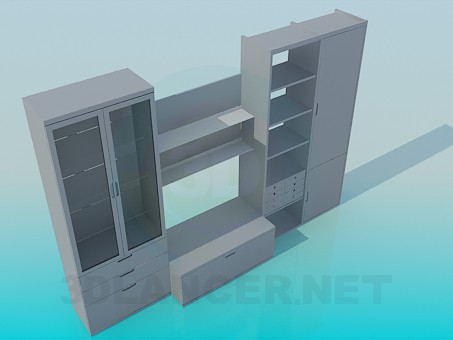 Modelo 3d Armário com prateleiras - preview