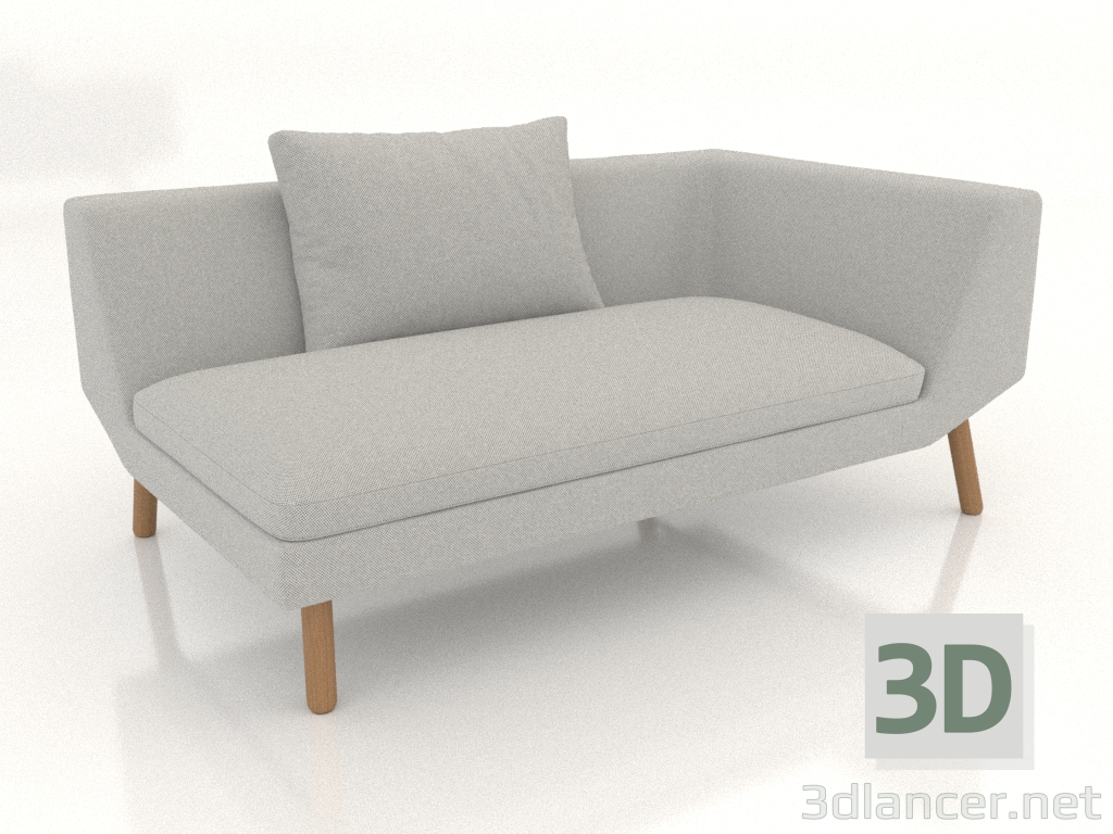 3d model End sofa module 156 with armrest on the right (wooden legs) - preview