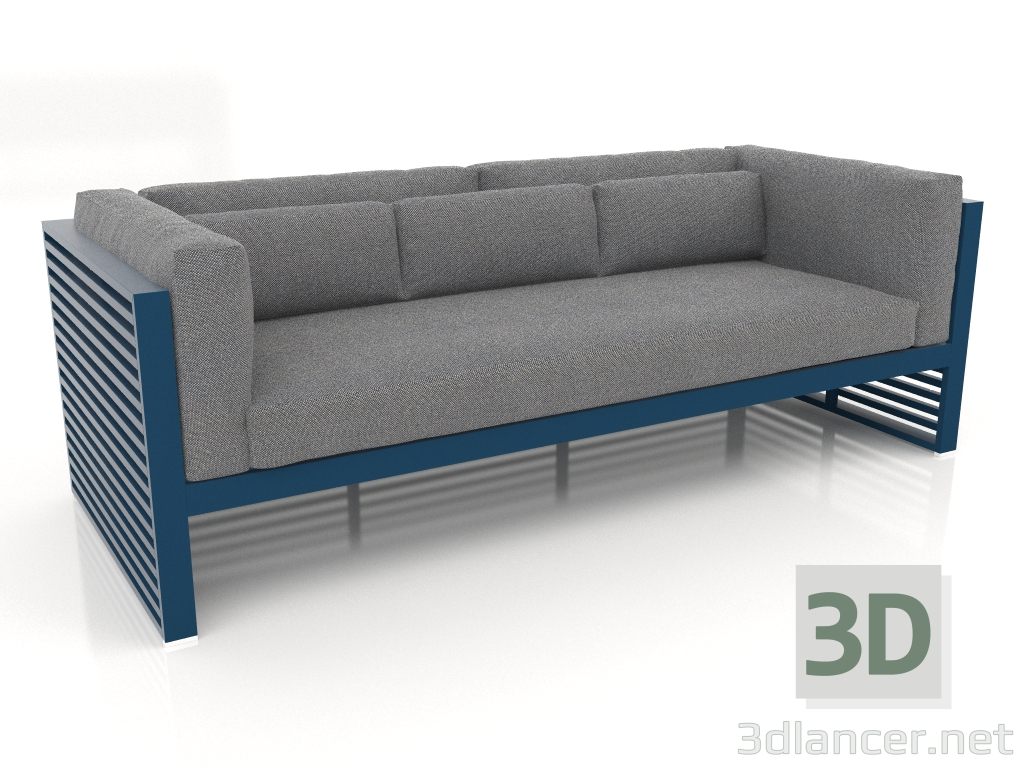 3d model 3-seater sofa (Grey blue) - preview