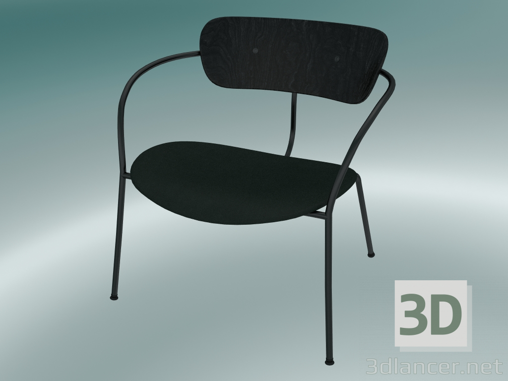 3d model Chair Pavilion (AV6, H 70cm, 65x69cm, Black stained oak, Velvet 1 Forest) - preview