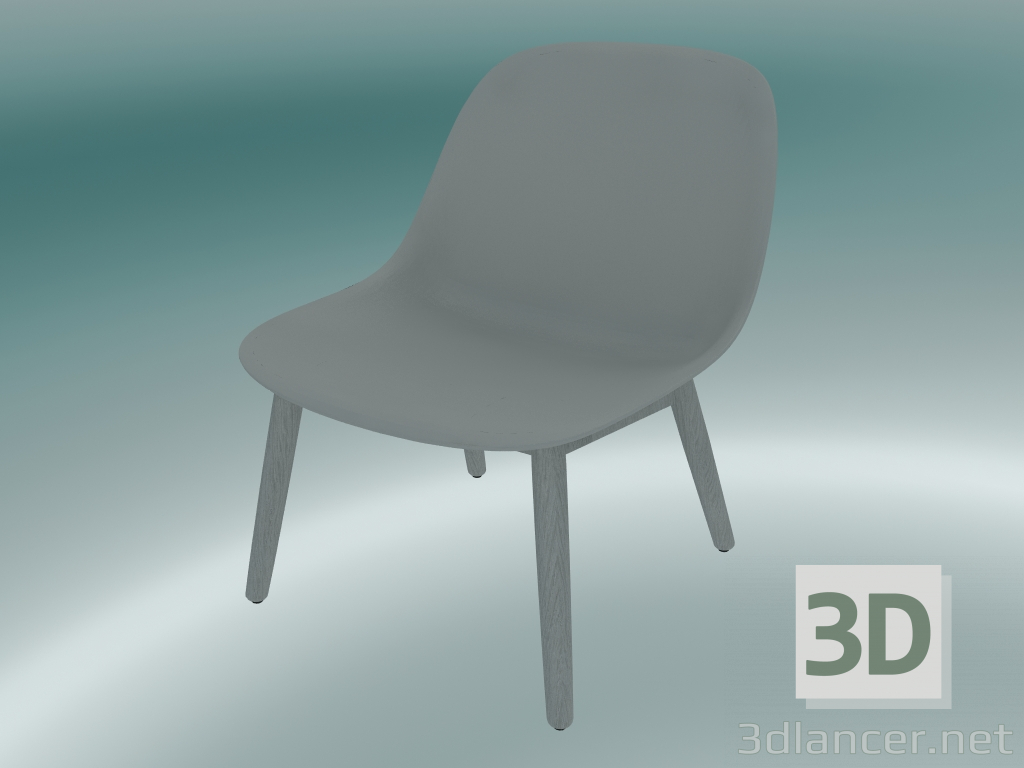 3d model Silla con base de madera Fibra (gris) - vista previa