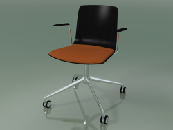 Silla 5917 (con ruedas, con una almohada en el asiento, con reposabrazos, abedul negro)