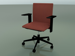 Low back chair 6501 (5 castors, with removable padding, adjustable standard armrest)