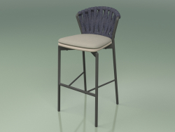 Tabouret de bar 250 (Metal Smoke, Polyurethane Resin Mole, Ceinture rembourrée Gris-Bleu)