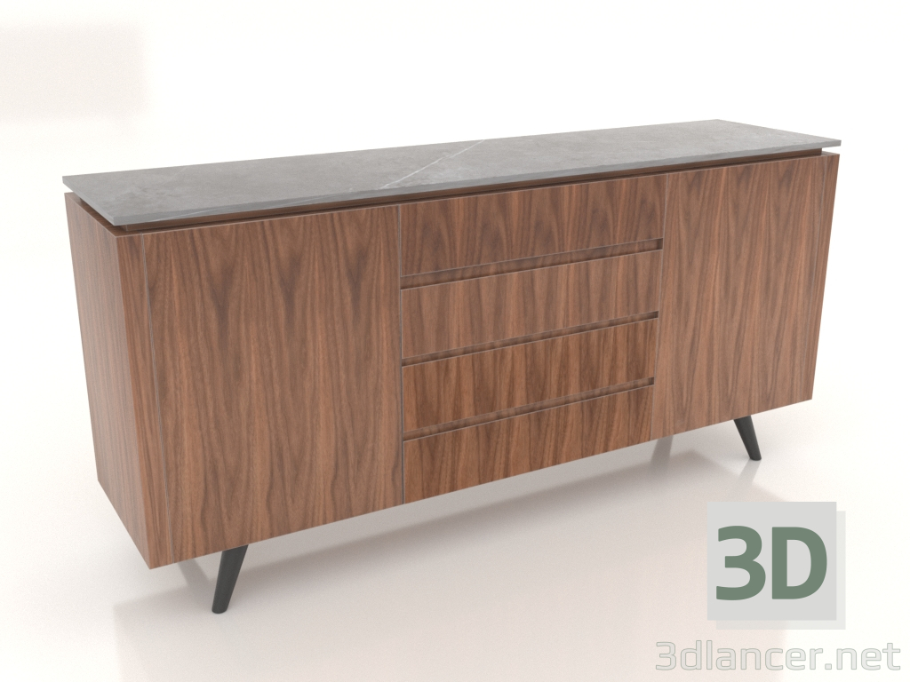 3D Modell Sideboard Nottingham (graue Keramik-Nussbaum) - Vorschau