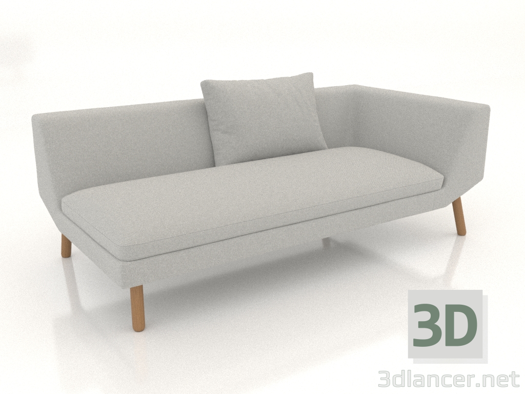 3d model Módulo de sofá final 186 con reposabrazos a la derecha (patas de madera) - vista previa