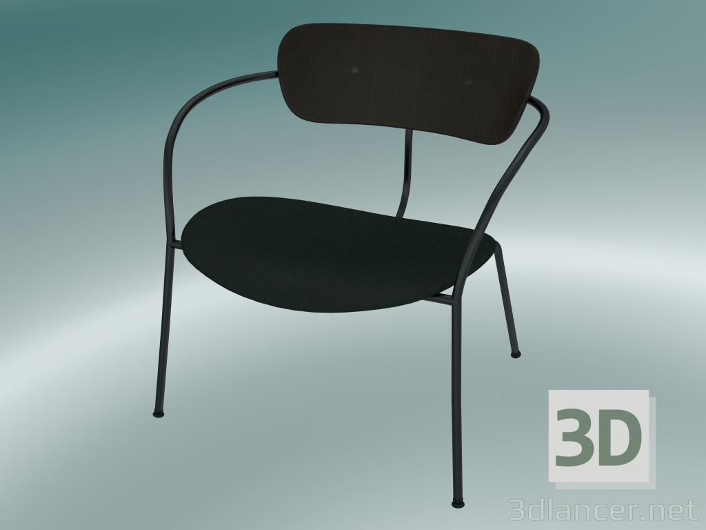 modello 3D Chair Pavilion (AV6, H 70cm, 65x69cm, Walnut, Velvet 1 Forest) - anteprima