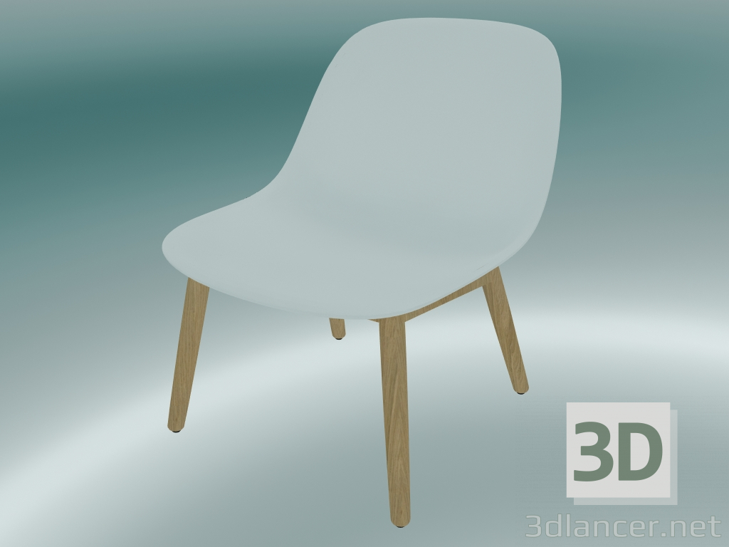 3d model Silla con base de madera Fibra (Blanco, Roble) - vista previa