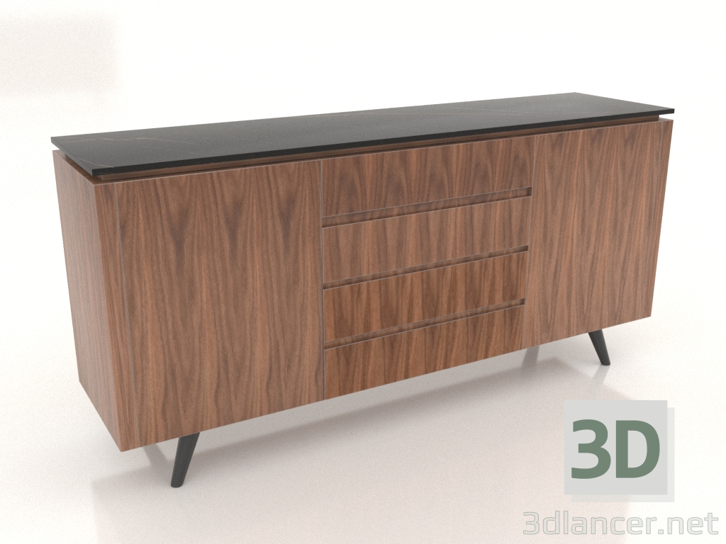 modello 3D Credenza Nottingham (noce scuro) - anteprima