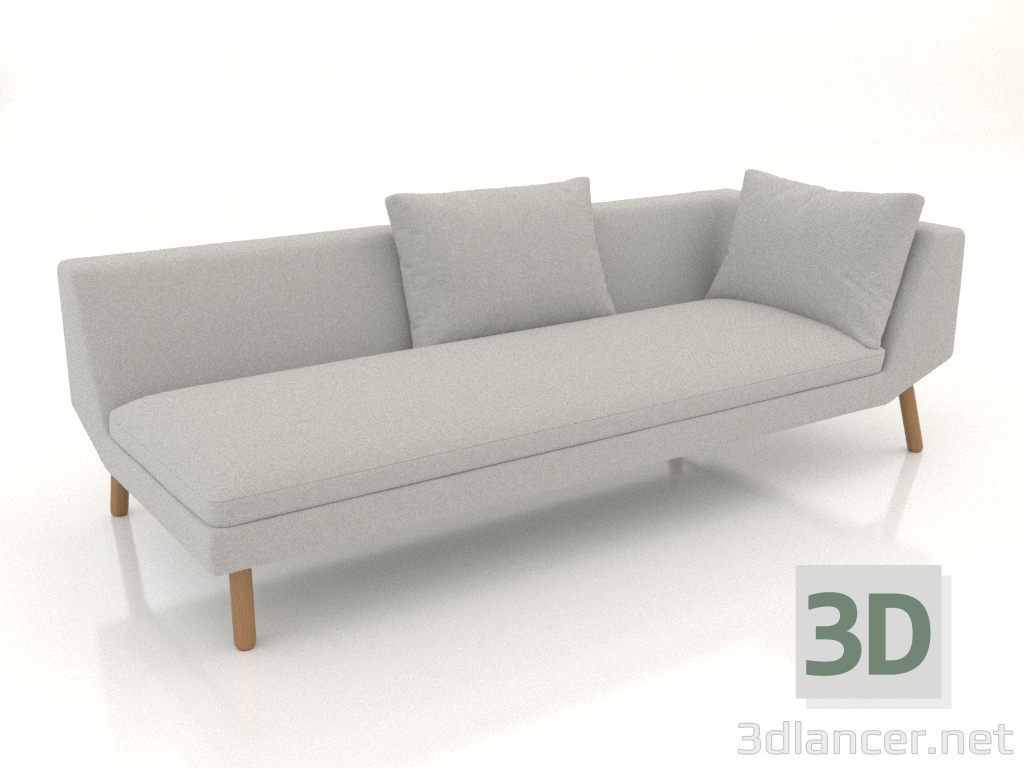 3d model Módulo de sofá final 219 con reposabrazos a la derecha (patas de madera) - vista previa