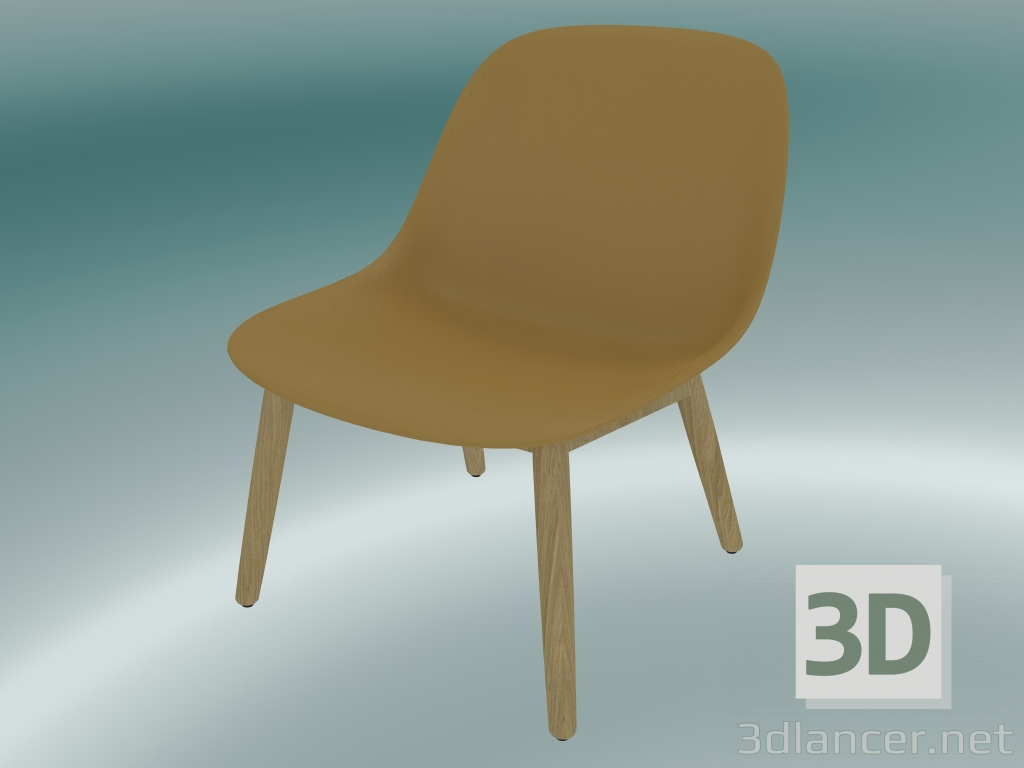 3d model Rest chair with wooden base Fiber (Ocher, Oak) - preview