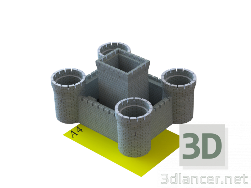 Modelo 3d Vaso de flores 5 em 1, estilizado como um castelo - preview