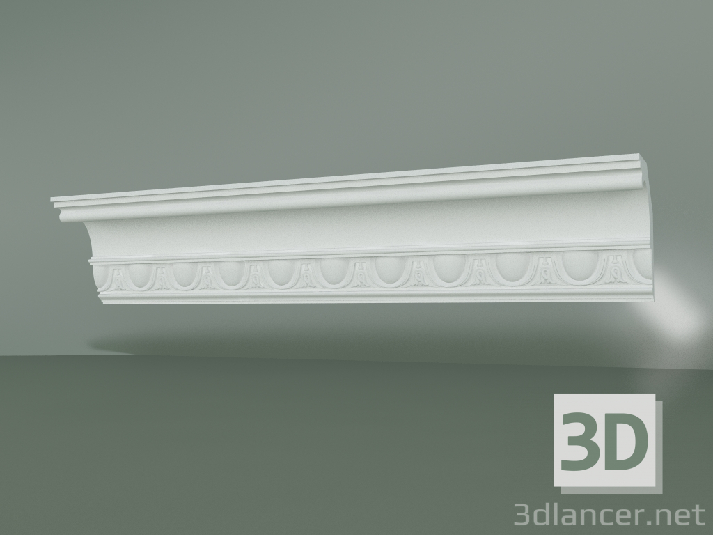 modello 3D Cornicione in gesso con ornamento KV022 - anteprima