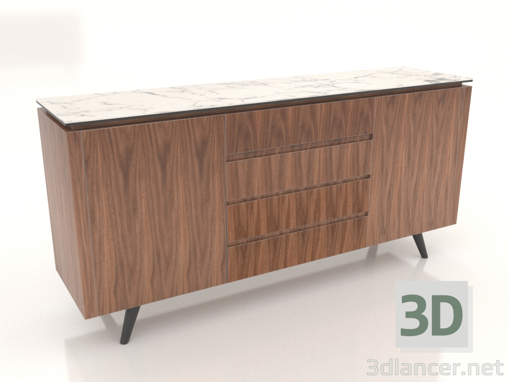 3D Modell Sideboard Nottingham (Walnussweiße Keramik) - Vorschau