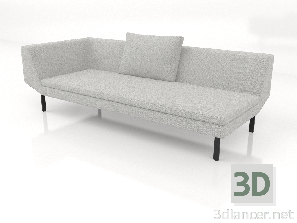 3d model Módulo de sofá final 219 con reposabrazos a la izquierda (patas de metal) - vista previa