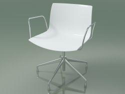 Silla 0233 (5 patas, con reposabrazos, cromo, polipropileno PO00401)