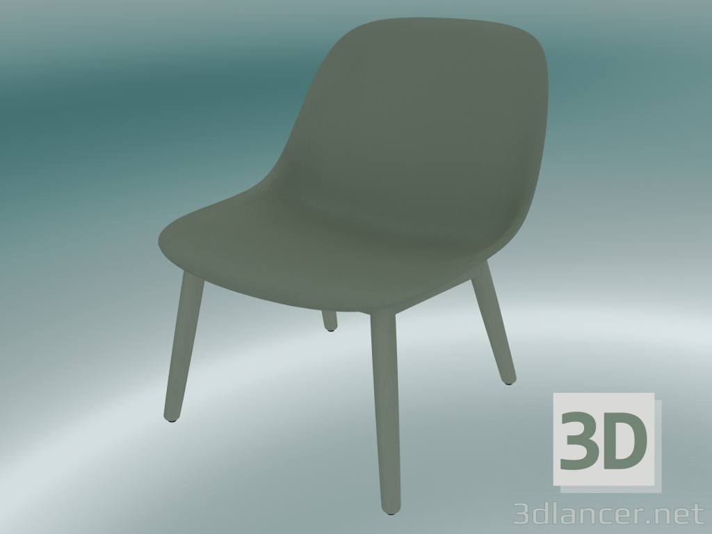 3d model Rest chair with wooden base Fiber (Dusty Green) - preview